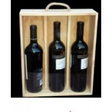CAJA DE MADERA CON TAPA DE ACRILICO P/ 3 BOTELLAS PZA